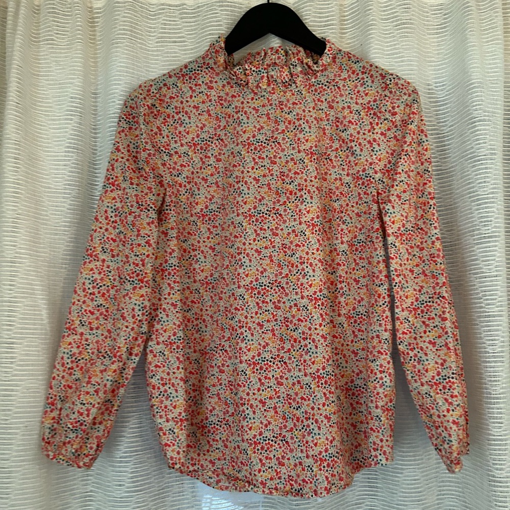 J.Crew liberty of London popover with ruffle neck and gentle puff sleeve
